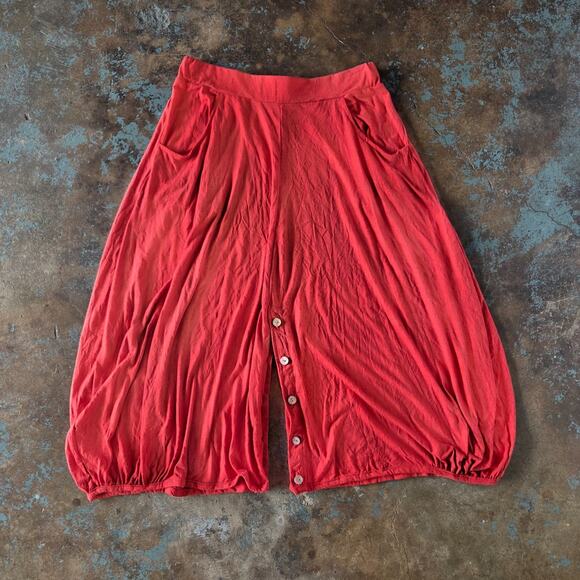 Chalet et Ceci Cropped Convertible Pants Skirt Size M Orange Lagenlook Bamboo - Picture 1 of 9